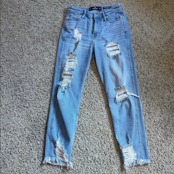 Hollister High Rise Slim Straight Distressed Jeans - Picture 10 of 13